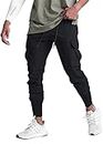 Suwangi Mens Joggers Sports Trousers Gym Sweatpants Slim Fit Running Trousers Lightweigh Tracksuit Bottoms Athletic Pants with Multi Pockets Black