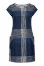 Seasalt Cotton Yarn Check Tunic Dress Fully Lined Scoop Neck 3/4 Sleeve