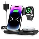 Wireless Charger iPhone Charging Station: 3 in 1 Charger Stand Multiple Devices for Apple - iPhone 15 14 Pro Max 13 12 11 - Watch 9 8 7 6 5 4 3 2 Se - Airpods 3 2 Pro