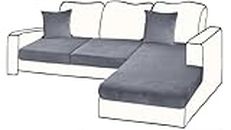 BT.WA Sectional Couch Covers for 3-Piece Seat Cushion Velvet Separated L Shape Couch Cover Stretch Sofa Slipcover with 2 Pieces Pillowcases Furniture Protector (Sofa 2 Seater + 1 Chaise, Dark Grey)