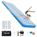 AKSPORT 10ft Air Mat Tumble Track Tumbling Mat for Gymnastics Inflatable Gym Mats with Air Pump for Home Use Cheerleading Training (light blue)