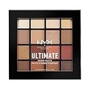 NYX Professional Makeup Ultimate Shadow Palette, 16 Vibrant True-To-Pan Eyeshadow Shades, Metallics, Shimmers, Colours and Nudes in Pressed Pigments, Vegan, Warm Neutrals, 0.8 g