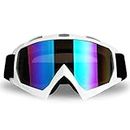 4-FQ Motocrossbrille ATV Brille Motorradbrille für Männer Frauen Erwachsene Jugend Winddicht Dirt Bike Brille Staubdicht UTV MX OTG Offroad Riding Racing Skiing Brille (Weißer Rahmen+Farbige Scheibe)