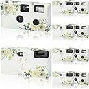 Kanayu 10 Pack Disposable Camera for Wedding Floral 34mm Single Use Film Camera with Flash One Time Use Camera for Anniversary Concert Travel Camp Party Supply Gift Honeymoon, Eucalyptus White Rose