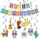 Feliz Cumpleanos Banner, Pre-Strung Happy Birthday Banner, Cinco de Mayo Happy Birthday Banner Papel Picado, Mexican Theme Birthday Party Decorations, Fiesta Birthday Banner Decorations