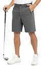 Rdruko Men's Golf Shorts Stretch Dry Fit 9" Lightweight Casual Dress Athletic Shorts with Pockets, Iron Gray, 38