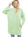 MixMatchy Women's Casual Long Sleeve Fleece Hoodie Fall Sweatshirts Hooded Pullover Tunic, Green Tea, Medium-Large