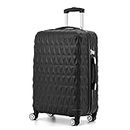 CMY Lightweight 4 Wheel ABS Hard Shell Travel Trolley Luggage Suitcase Set, Medium 24" Hold Check in Luggage (Black)