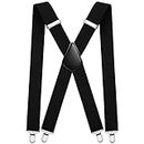 Aomig Mens Braces, X Shape Mens Suspenders with 4 Strong Metal Clips, 3.5cm Wide Heavy Duty Suspenders, Adjustable Elastic Suspenders Trousers Braces, One Size for Men Women Business Wedding Casual