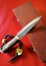 Knife and wood box/ Coltello/ Messer/ Deer horn/ hand made. Hunting, fishing