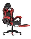 Bigzzia Gaming Chair with Footrest Office Desk Chair Ergonomic Computer Chair PU Leather Reclining High Back Adjustable Swivel Lumbar Support Racing Style E-Sports Video Gamer Chairs (Black/Red)