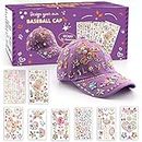 Gifts for Girls DIY Baseball Cap, Decorate Your Own Baseball Cap with Gem Stickers, Back to School Childrens Day Birthday Present for 4 5 6 7 8 9 10 Year Old Girls, Hat Arts & Crafts Kit Girl Age 4-10