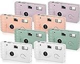 LEIFIDE 8 Pcs Disposable Camera Bulk for Wedding Single Use Camera One Time Camera for Photography with Flash Color Film for Wedding, Anniversary, Travel, Camp, Party Supplies (Cute Color)