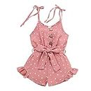 Tikoubabe Toddler Girl Clothes Baby Summer Cute Halter Romper V-neck Outfits Love Heart Bow Knot Light Red 2T-3T 100CM