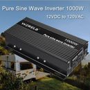 1000W Pure Sine Wave Inverter 12V DC to 120V Power Converter Car Truck Battery