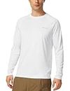 BALEAF Men's Sun Protection Shirts UV SPF T-Shirts UPF 50+ Long Sleeve Rash Guard Fishing Running Quick Dry White Size XXL
