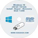 Disque Windows 10 + USB, 32 + 64 bits