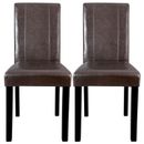 Set of 2 Leather Dining Room Kitchen Chairs Seating Backrest Furniture Brown