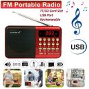 Rechargeable Mini Digital Portable Radio MP3 Music Player FM USB SD Card Speaker