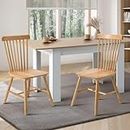 Oikiture Dining Chair Set of 2 Minimalist Vertical Accent Chair Wooden Home Dining Room Furniture