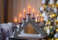 Weihnachten Vorbeleuchtet LED Holz Weiß Kerze Bogen Brücke Fenster Dekor Licht Weihnachten