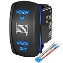 Winch Switch Winch in Winch Out Momentary ON/Off/ON 7 Pin Winch Rocker Switch Toggle 3 Way 20A 12V 10A 24V DC Waterproof Blue for ATV UTV Polaris Automotive Marine Boat
