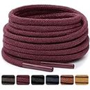 Stepace Round Waxed Shoe Laces [2 Pairs] 1/8" Shoelaces for Boots and Oxford, Dress Shoes Wine Red 66