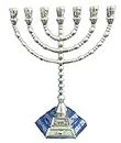 12 tribus de Israel Jerusalén templo menorá elegir 3 tamaños de oro o plata (plata, 8 pulgadas)