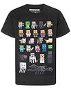 Minecraft T-Shirt Boys Sprites Gamer Gifts Black Short Sleeve Top 14-15 Years