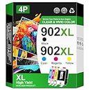 Gagalay 902xl Ink Cartridges Combo Pack Replacement for HP Ink 902XL 902 XL Black and Color Combo Pack Work for HP Officejet Pro 6978 Ink Cartridges Use with Officejet 6958 6970 6968 Printers,4 Pack