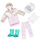 Glitter Girls Outfit 14-inch Dolls – Shimmering Jacket & Ball Cap – Rain Boots, Leggings & Top – Toys for Kids 3 Years+ – Peace & Love, GG50178Z, Multicolore