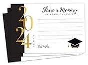 50-2024 Graduation Share A Memory or Advice Cards for The Graduate - Party Games Ideas Activities Supplies Decorations Grad Celebration College, High School, University- Gold & Black- Made in The USA