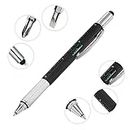 Sichumaria Plastic Multifunction Tool Pen,6 In1 Multitool With Ballpoint Pen,Multi-Tool Pen With Ballpoint Pen, Touch Screen Stylus, Ruler, Spirit Level, Screwdriver(Black)