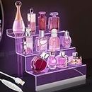 Acrylic Display Organizer with Led Light - 3 Tier Perfume Stand & Display Step Shelves Holder, Cologne Organizer for Men, Figures Stand, Porta Perfumes Para Tocador, Clear Cupcake Riser, Dessert Shelf