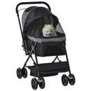 PawHut Pet Stroller Dog Foldable Travel Carriage with Reversible Handle, Black