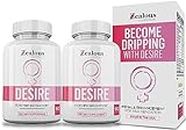 Zealous Nutrition Desire Female Enhancement Pills – 5X Natural Mood Booster for Women - Increase Energy, Vitality, PMS and Menopause Relief - Epimedium, Dong Quai, Ginseng, Ashwagandha (2 Pack)