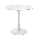 Modern Round Dining Table, ∅31.5'' Colored Top Kitchen Dining Room Furniture, Dining Table, Leisure Table, Living Room Table (White)