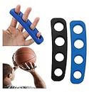 Wrzbest Basketball Shooting Trainer Aid Training Equipment Finger Spread Aids Posture Correction Device for Youth and Adult - Pack of 4, Blue and Black (L for Plam 8.5-9.5cm(3.35-3.74in)