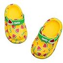 Yellow Bee Rubber Watermelon Print Clogs for Boys, Yellow, 10C, 4-4.5 Years
