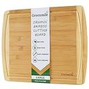 Greenmile Organic Bamboo Chopping Board with Juice Groove, Large Wooden Cutting Board for Kitchen, Wood Chopping Block and Carving Board for Meat Vegetables - 14.5 x 11.5 x 0.6 Inch, Large - 1 pc