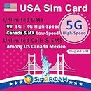 USA Prepaid SIM Card (Use T-Mobile network)|Unlimited 5G/4G Internet Data in USA (Hawaii included)+Unlimited low-speed Data in Canada and Mexico|Unlimited Calls and Texts among US, CA and MX (6 Days)