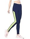 Neu Look Gym wear Leggings Ankle Length Workout Tights | Stretchable Sports Leggings | High Waist Sports Fitness Yoga Track Pants for Girls & Women (Blue NEON - XL)