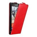 Cadorabo Case Compatible with Nokia Lumia 640 in Apple RED - Flip Style Case with Magnetic Closure - Wallet Etui Cover Pouch PU Leather Flip
