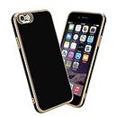 cadorabo Case compatible with Apple iPhone 6 / 6S in Glossy Black - Rose Gold - Protective cover made of flexible TPU silicone and with camera protection
