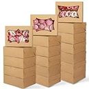 TOMNK 24pcs 8x6x2.5 ​Inches Cookie Boxes, Bakery Boxes with 3 Style Window, Treat Boxes, Pastry Pie Boxes for Chocolate Strawberries, Donuts, Cupcakes, Muffins and Dessert