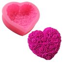 3D Rosen Silikon Form Kuchen des Herz Rose der Haus H5G6 L0Z0 DIY T7R8