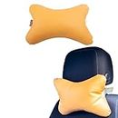 Car Neck Cushion, Gaming Chair Cushion, Headrest for Car Seat, Travel Cushion Made of Faux Leather, Comfortable and Waterproof Cushion for Travel, Colour: Beige