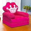 AWSM COLLECTION Kids Fiber Foldable Cartoon Princess Sofa Cum Bed Small Baby Sofa Chair for Room Decoration Gift Purpose (0-2 Years)-Pink