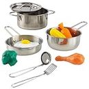KidKraft Metal Cookware Playset with Toy Food, Play Kitchen Utensils Set with Pots and Pans for Kids, Accessory for Kids' Kitchen, Toy Kitchen Accessories, Kids' Toys, 63186