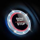CGEAMDY 2 Stück Auto Motor Start Stop Button Ring, Universal Auto Kristall Strass Motor Starter Dekoration Ring, Auto Startknopf Dekorationsring Autoinnenraum (Blau)
